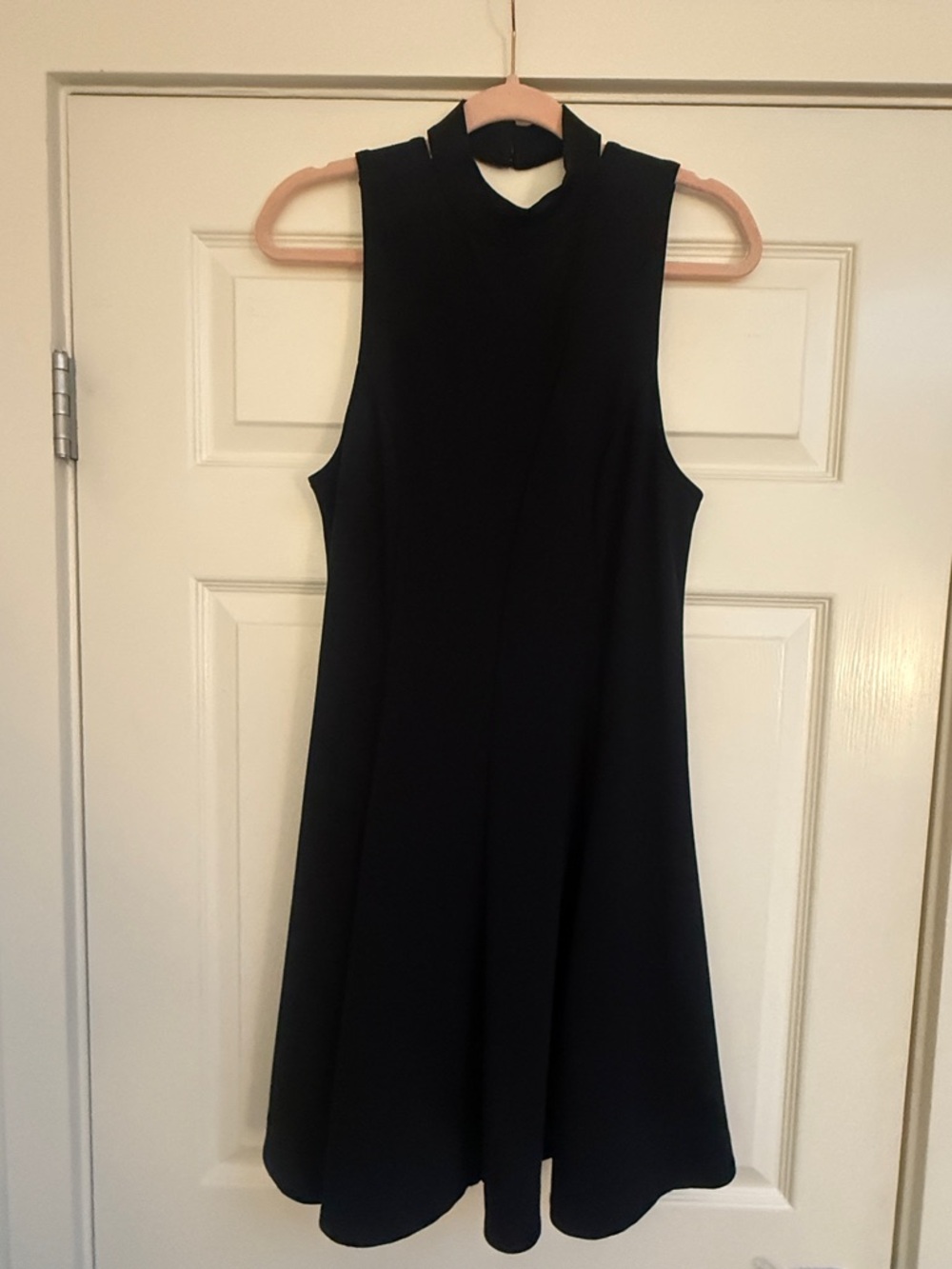 Free People Layla Black Sleeveless Mini Dress with High Neck